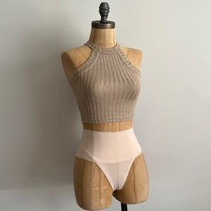 New Look Gold Shimmer Crop Top